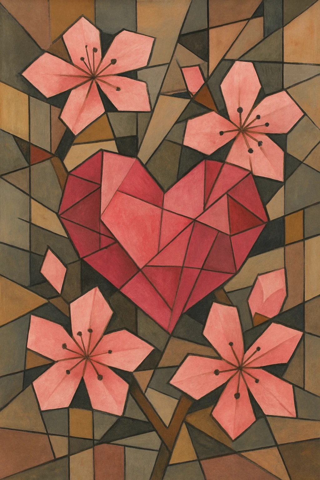 pink heart with sakura flowers emoji