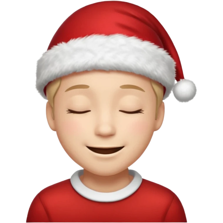 Smiling with closed eyes in a red Christmas hat emoji