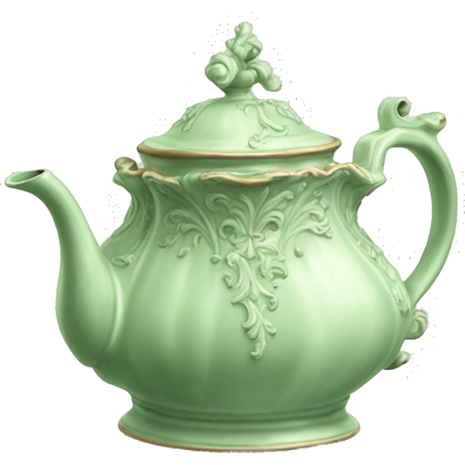 Realistic Pale Green vintage rococo teapot emoji