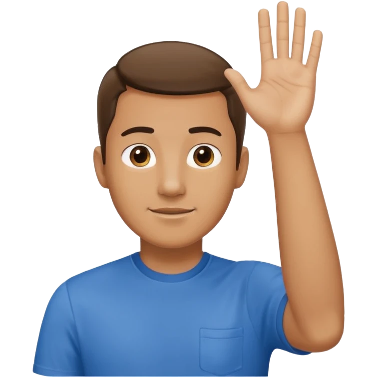 man with hand raised to volunteer emoji