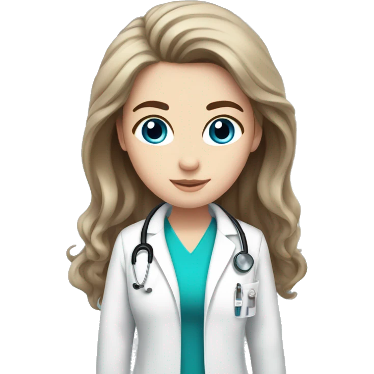 Brown hair blue eyes white girl doctor  emoji