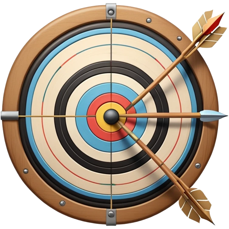 A bow with arrows drawn and ready, aimed at a target with concentric rings. The focus is on the elegance and precision of archery, with the target clearly visible in the background, symbolizing skill and concentration in the sport. emoji
