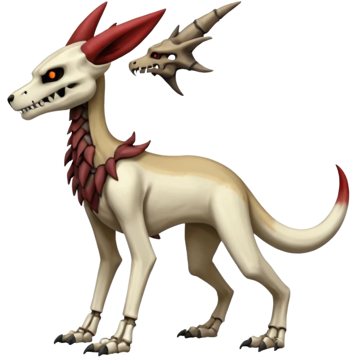Skeletal Cubone-Marowak-Zoroark-Anubis-Wendigo-Fakémon-hybrid-creature (full body), 4 legs emoji