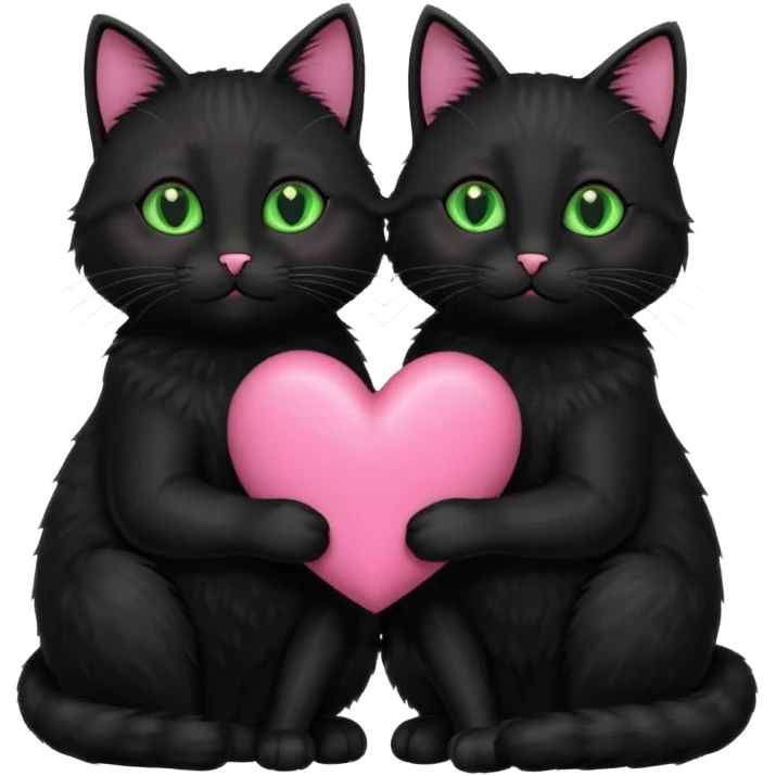 two black cats love, pink heart emoji
