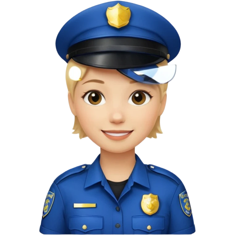 Young woman with short blonde hair, wearing police uniform emoji