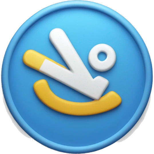 Blue badge with white tick emoji