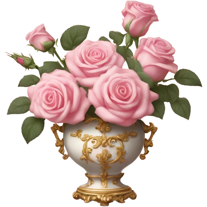 Roses in soft pink rococo vase emoji