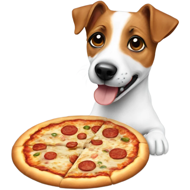 Jack Russell terrier eating pizza emoji
