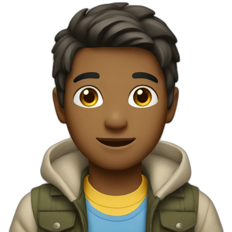 City boy in center-parted outdoor-style clothing emoji