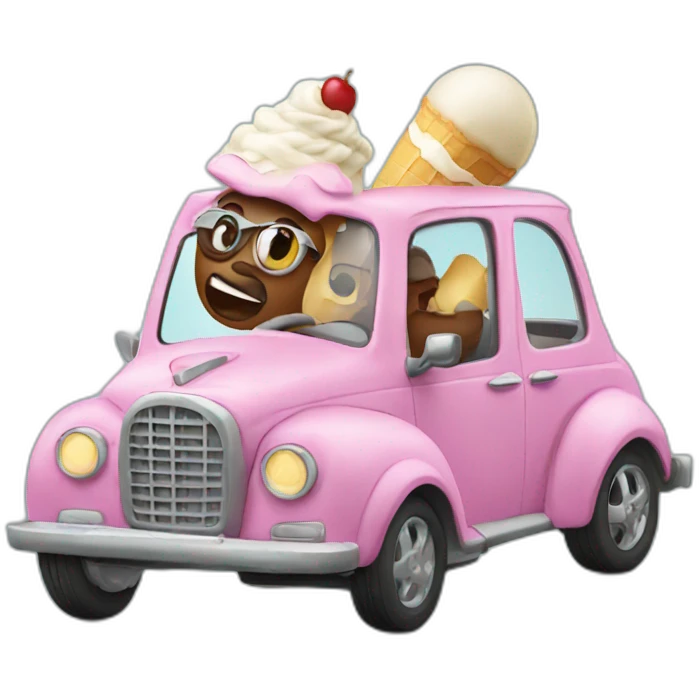 driving with ice cream emoji