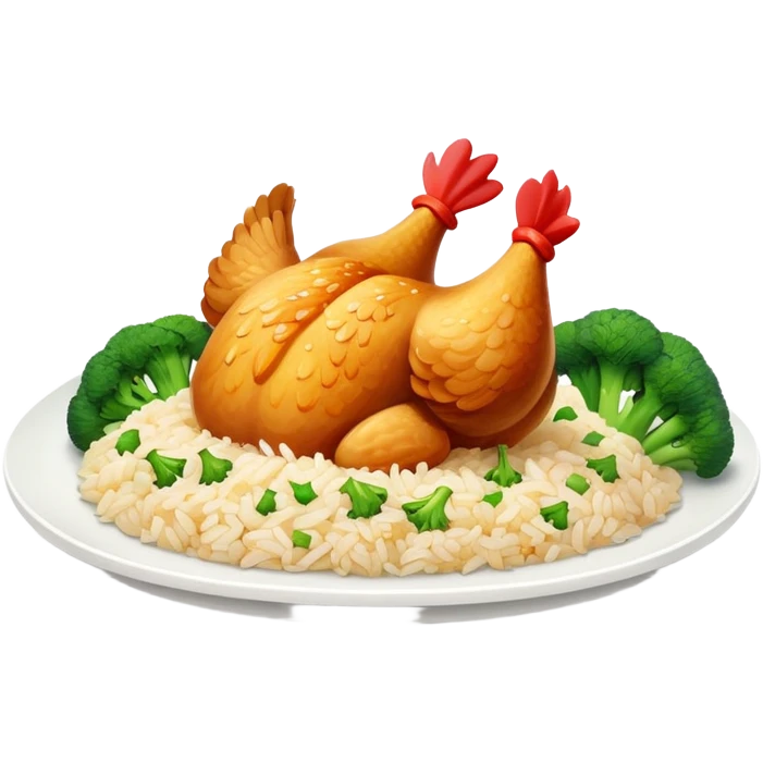 chicken,rice and broccoli emoji