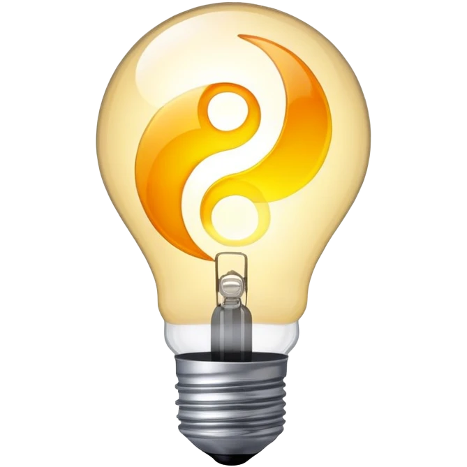 lightbulb with yin-yang inside, representing balanced thinking emoji