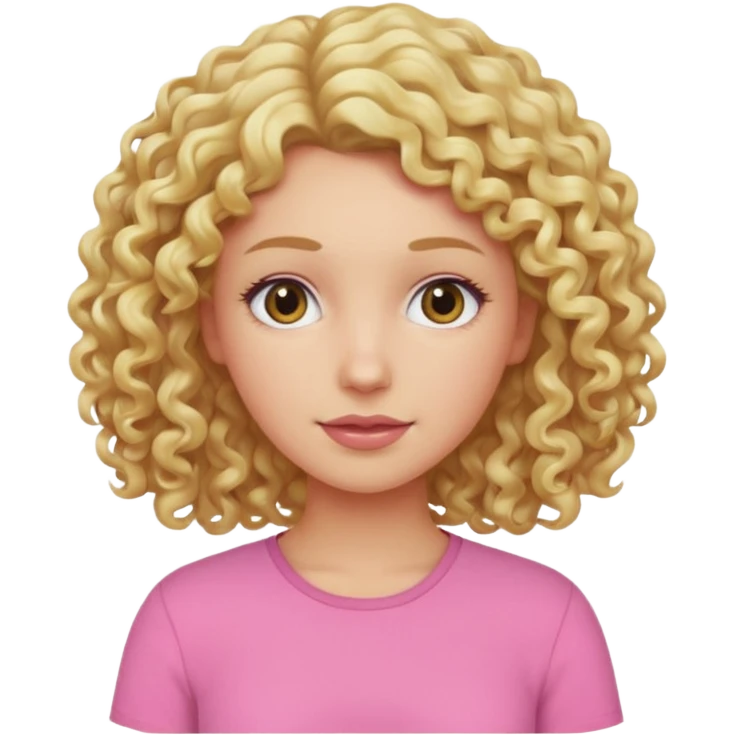 blonde curly woman pink shirt  emoji