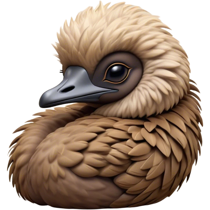 Meme-Worthy Cute Sleeping Emu Portrait Emoji, Head resting peacefully with a contented smile, showcasing a tall, graceful build and a luxuriously soft brown plumage, eyes shut in a serene, restful nap, Simplified yet hilariously adorable features, highly detailed, glowing with a soft, drowsy light, high shine, relaxed and utterly lovable, stylized with an air of playful laziness, bright and heartwarming, soft glowing outline, capturing the essence of a comically sleepy emu, so meme‐worthy it feels like it could instantly become the next viral sensation of adorable slumber! emoji