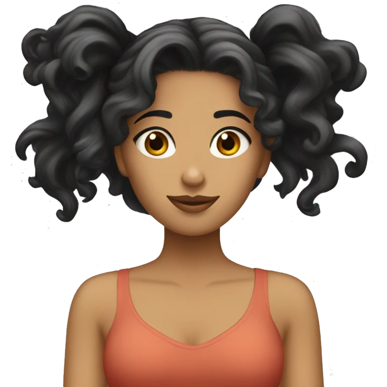chica cabello negro y lacio y emoji