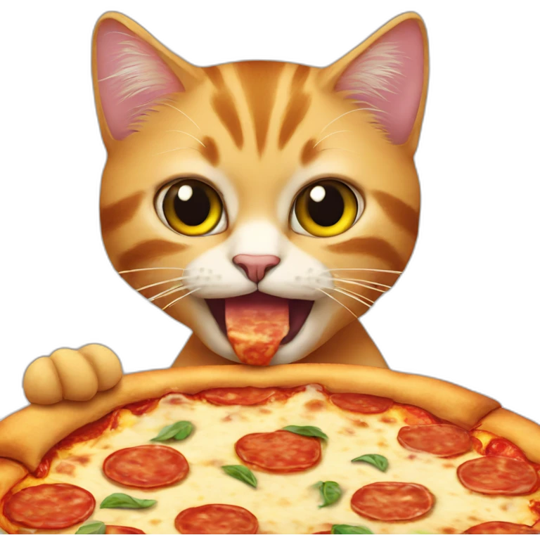 Cat eating pizza emoji