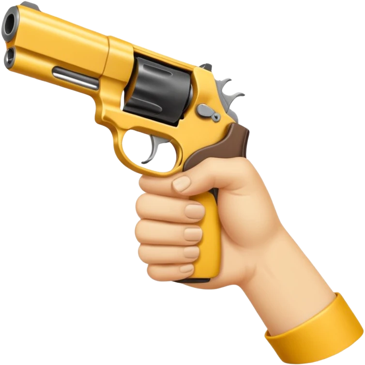 A yellow hand imititing a gun by joing two fingers emoji