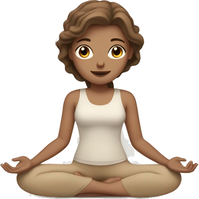 White Girl with brown hair doing yoga in beige tones  emoji