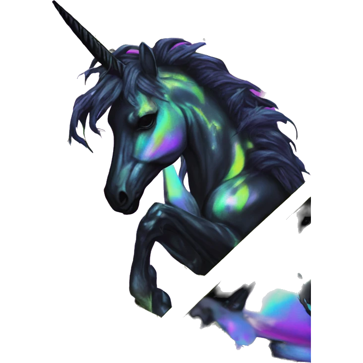 .Zombie_ Vaporwave black holographic oilslick zombie unicorn yellow caution tape graffiti Pegasus  emoji