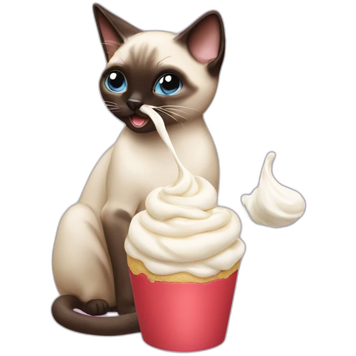 A Siamese cat eating whipped cream emoji