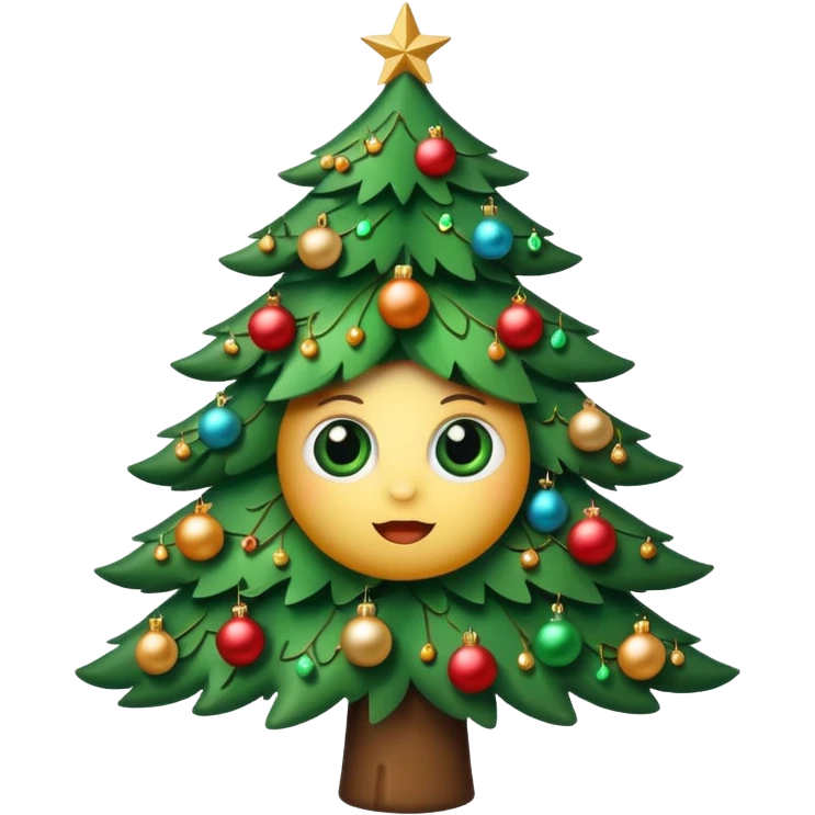 Christmas tree with cute eyes  emoji