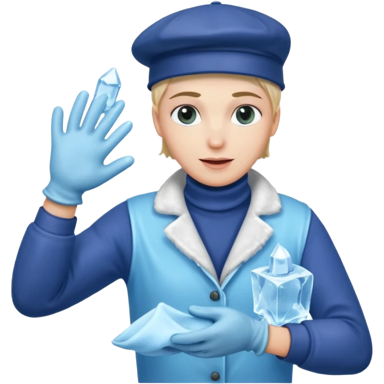 Sculptor polishing with cloth,Ice Sculptors. emoji