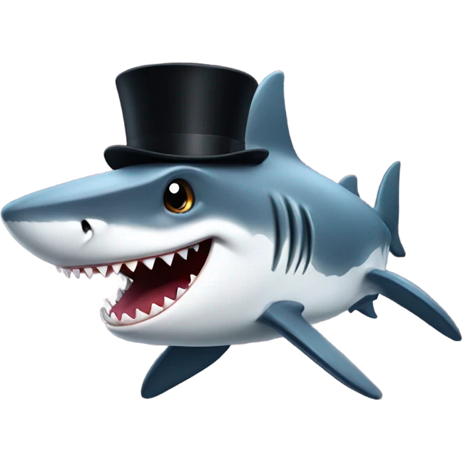 Shark with a top hat emoji