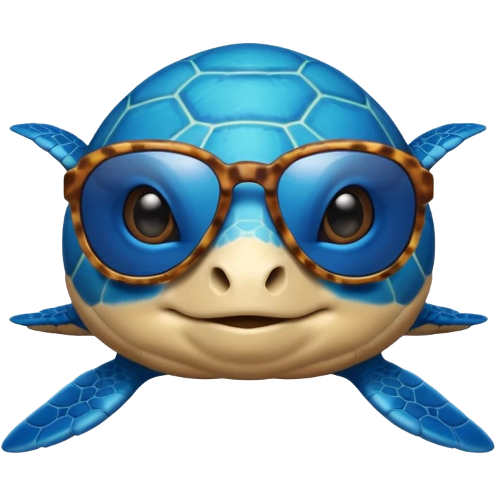 a big and cute blue  sea turtle wearing sun glasses  emoji