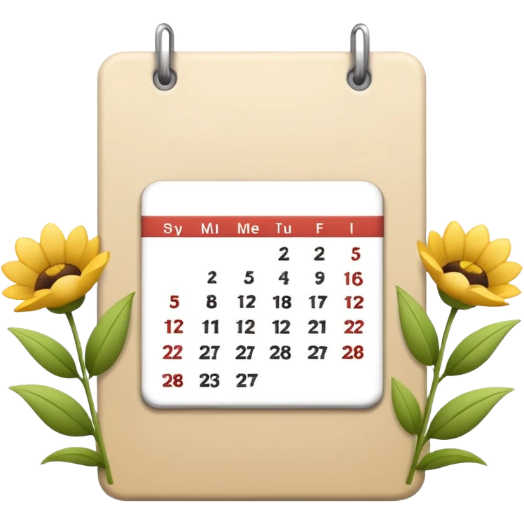 Calendar and flowers beige emoji