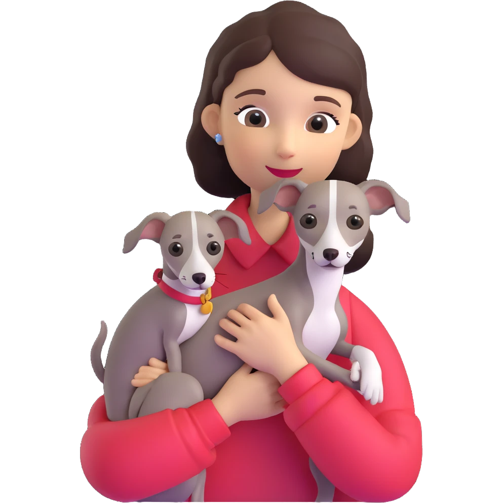 girl holding all grey Italian greyhound emoji