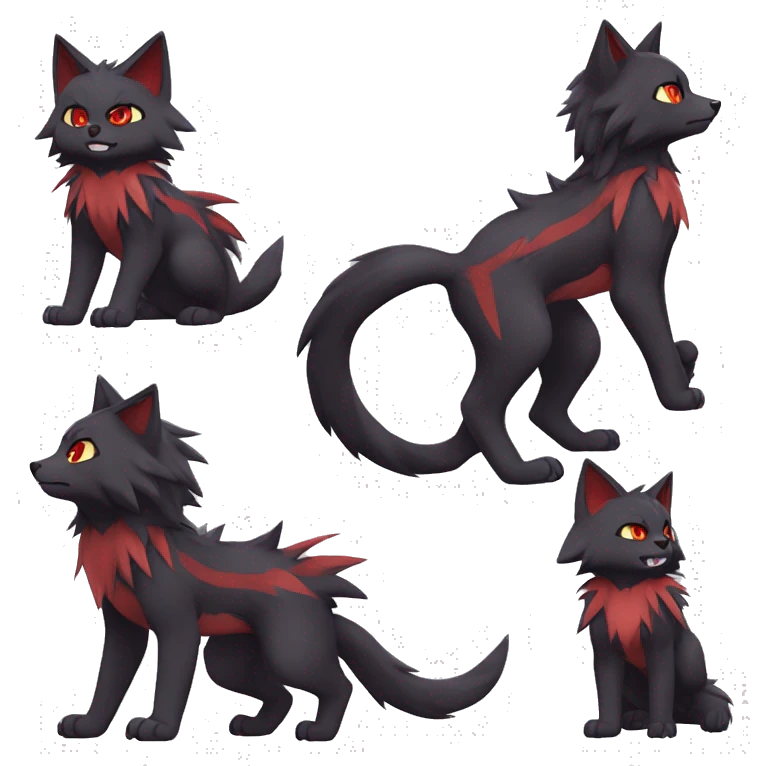  Kawaii Edgy Cool Beautiful Poochyena-Torracat-Litten-Zorua-Zoroark full body emoji