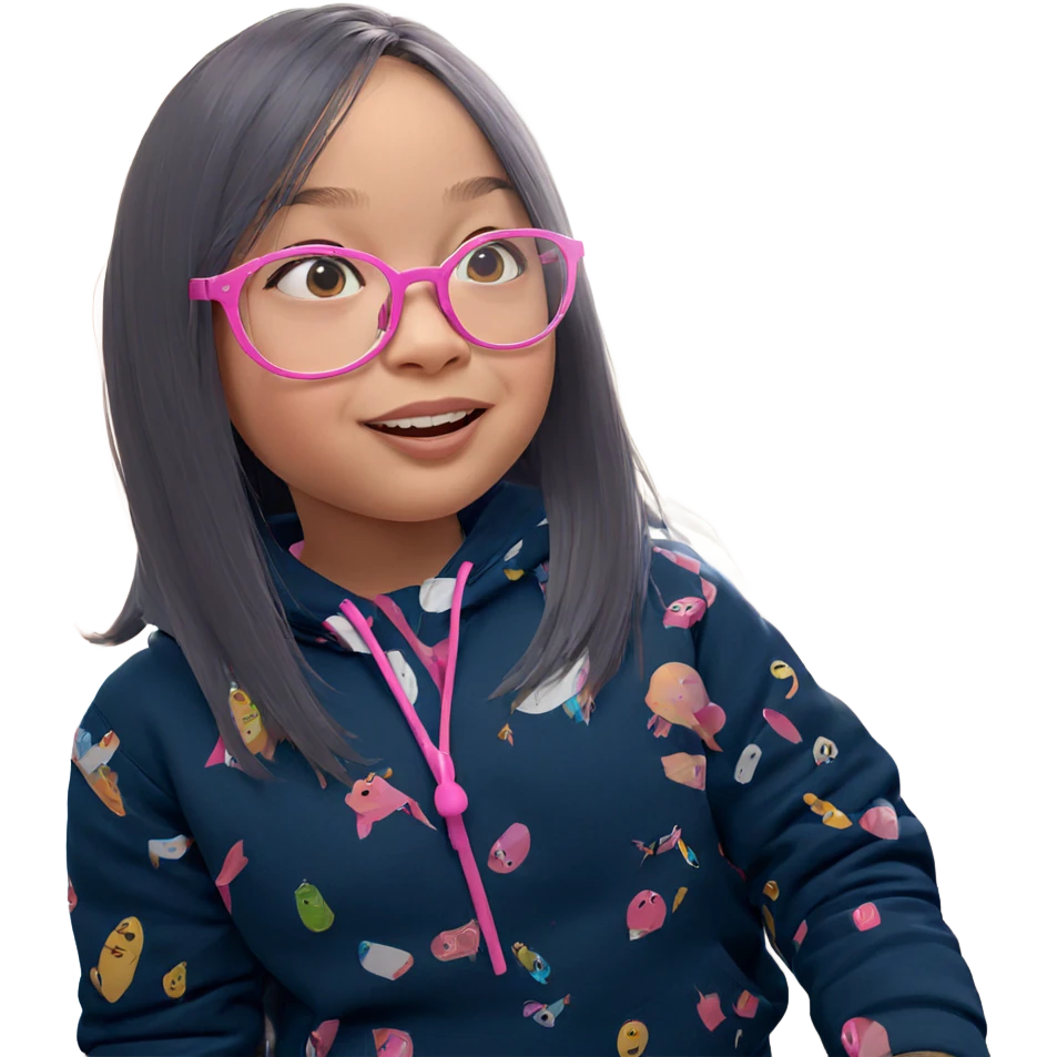 girl with pink glasses indoors emoji