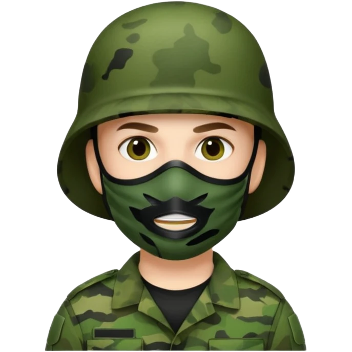 Soldier with green camo uniform and black mask emoji