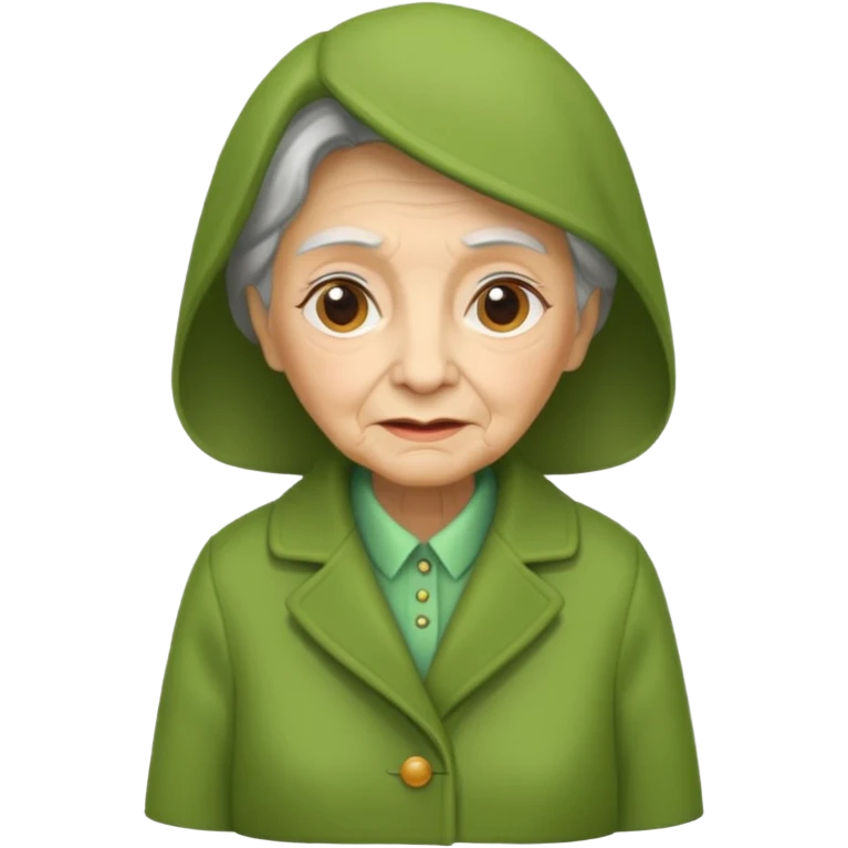 green coat old woman emoji