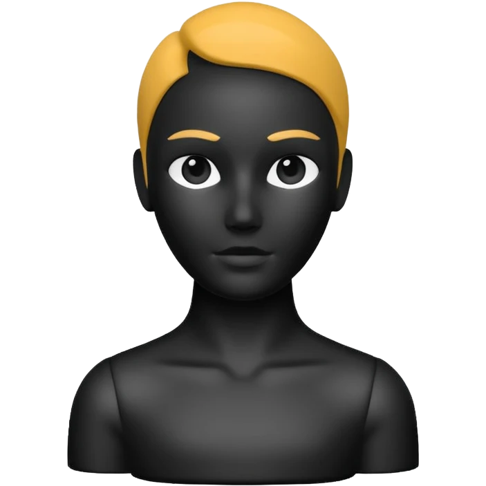 Matte black mannequin in the style of a default avatar. Monochrome with no lines. emoji