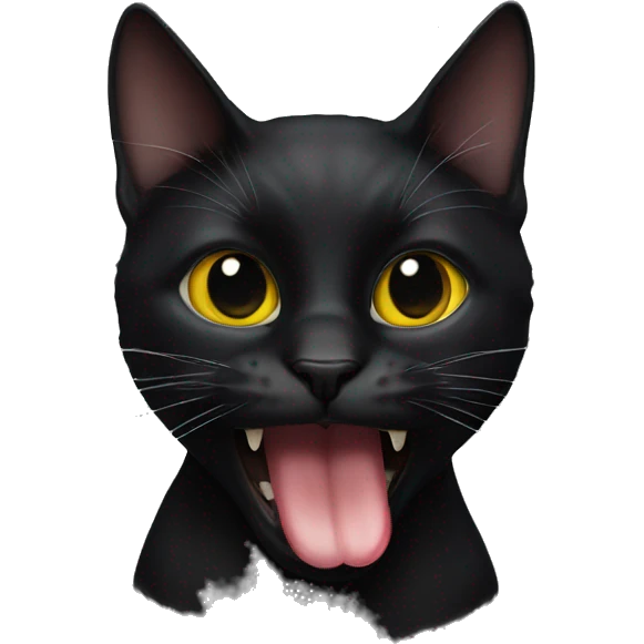 Black cat show tongue emoji