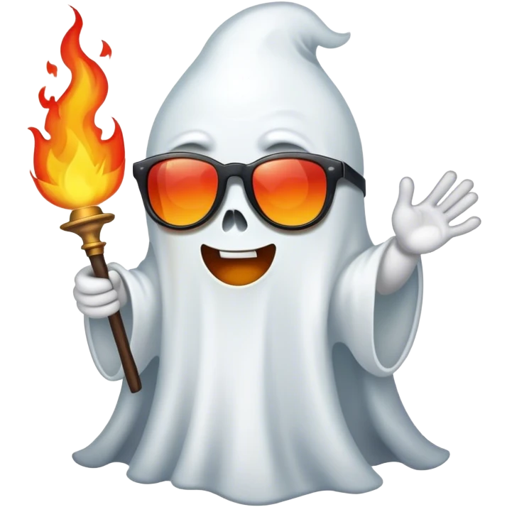 Ghost with fire and sunglasses emoji