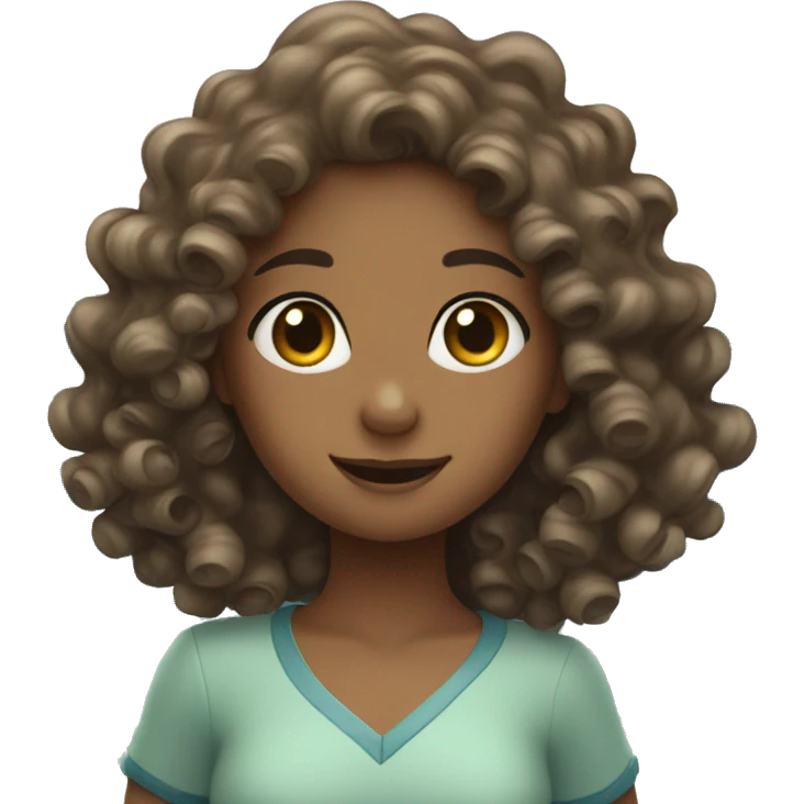 Curly hair girl waves from sea emoji