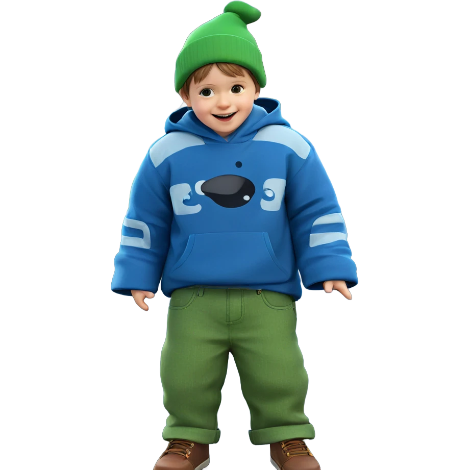 happy boy with hat and car emoji