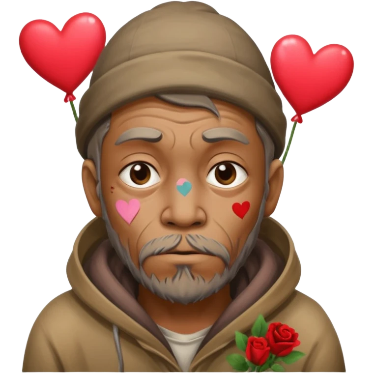 Homeless man with Valentine’s Day decor smelly and ugly  emoji