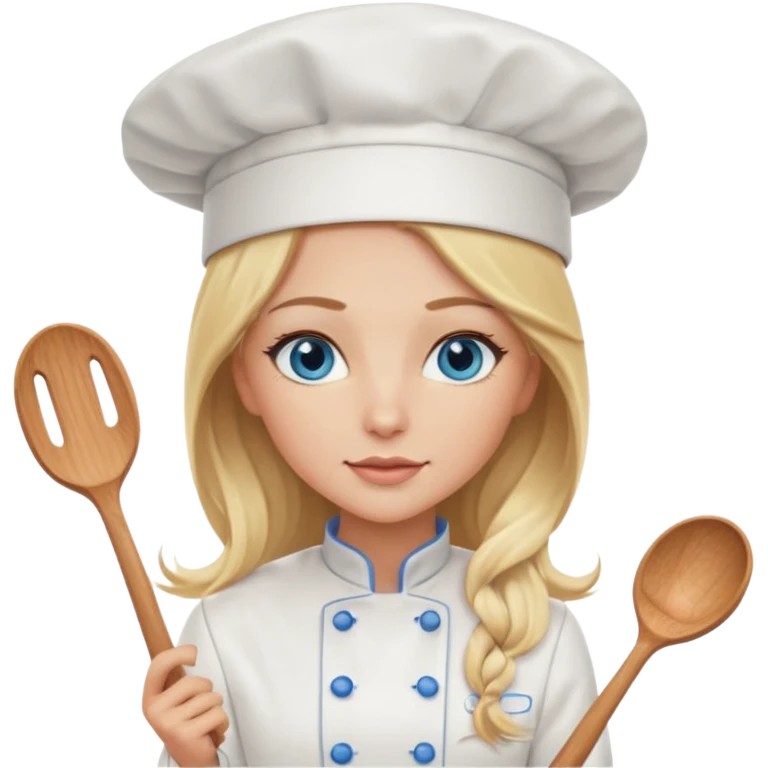 Sexy Long Blonde hair blue eyed female chef emoji