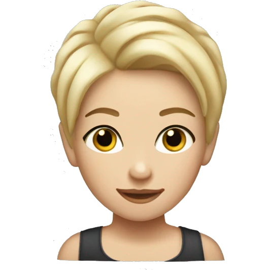 blonde girl with very short hair combed up with gel emoji