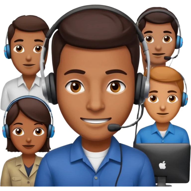 sinister looking phone scammer in sketchy call center from pakistan with smirk and brown skin emoji