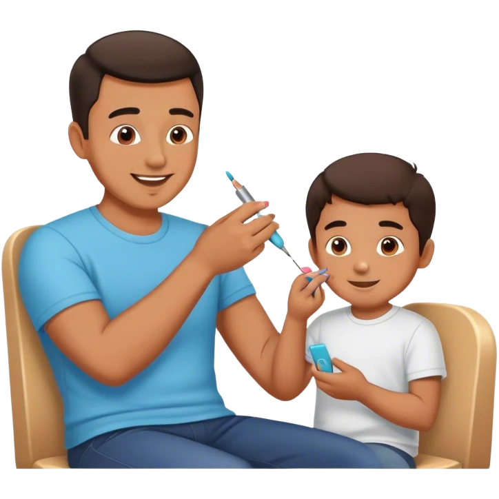 Dad and son getting their nails painted emoji