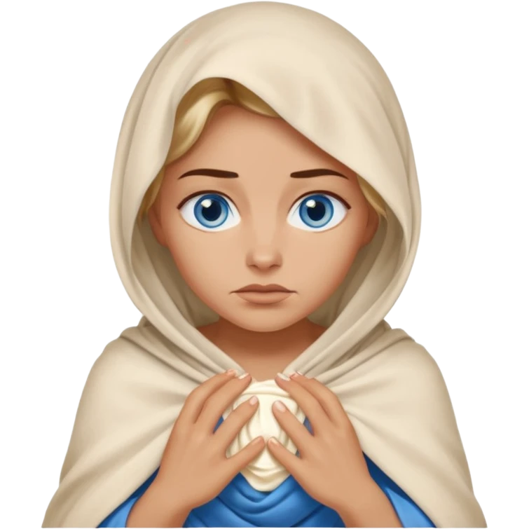 blue eyed desert woman cowered with creme cloth emoji