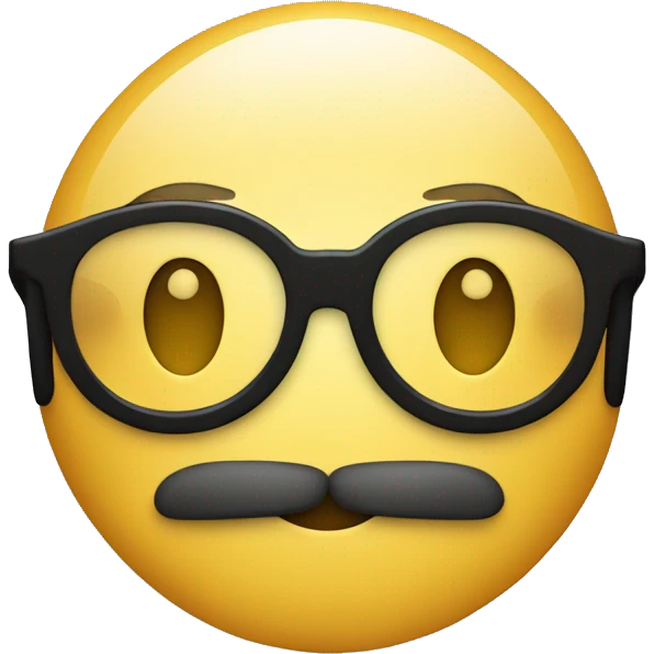 smiley face with goatee and glasses emoji
