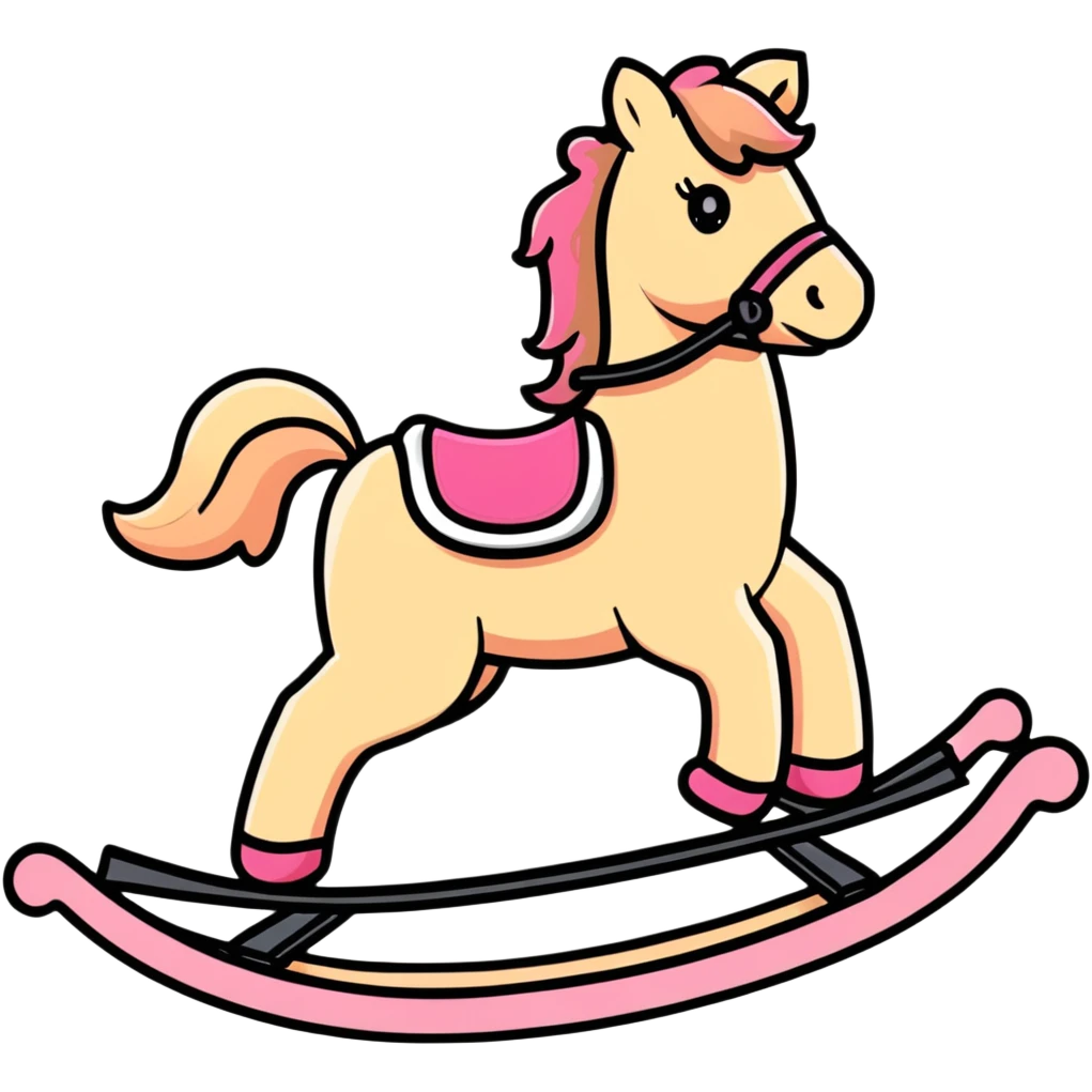 Rocking horse toy with gradient from pink to beige emoji