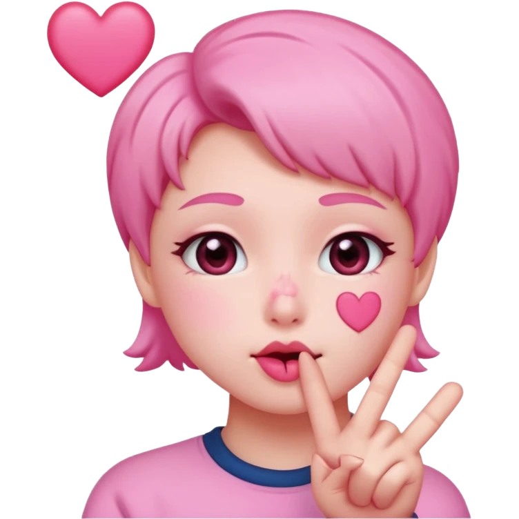 an uwu kissy face with a finger heart emoji emoji