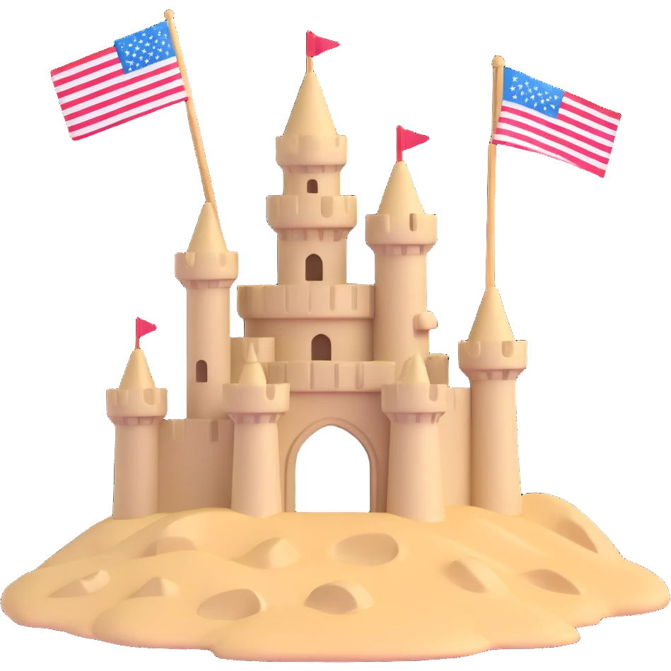 sand castle toy with turrets and flag emoji