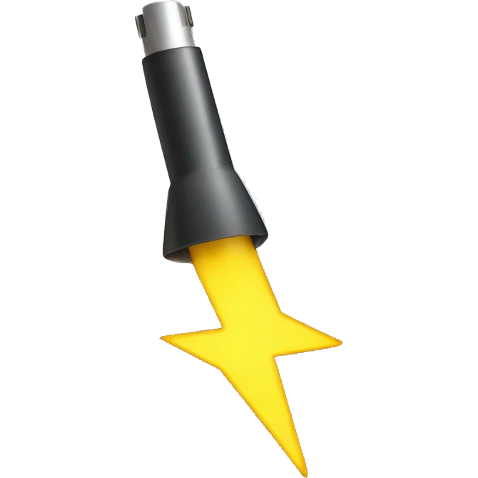 electricity emoji, like shooting forward, in a straight line from right to left, cartoonish style, yellow lightning emoji